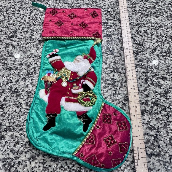 Christmas Stocking Red/green 3D Santa Claus presents,toys,instruments - Picture 5 of 11